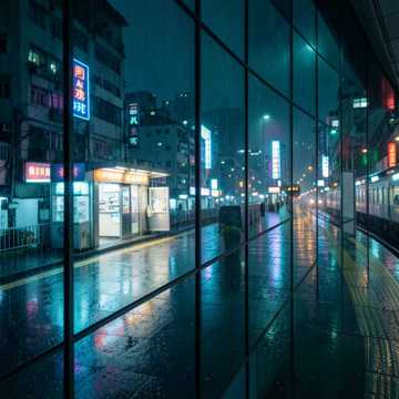 玻璃幕墙上的倒影