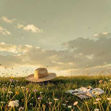 夏天躺在草原上