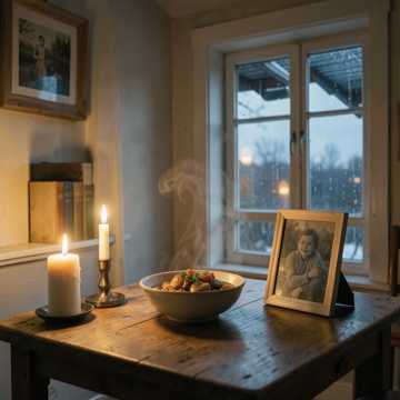 秋冬傍晚的旧门口