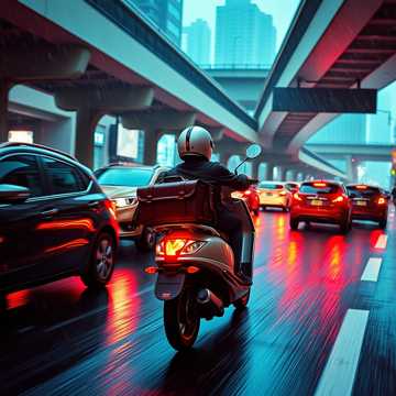 骑着摩托去上班