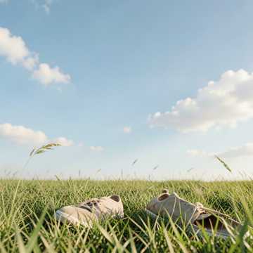 蓝天下的绿草地